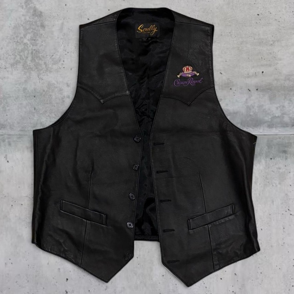 Crown Royal Vintage Leather Western Vest Made by Scully New York